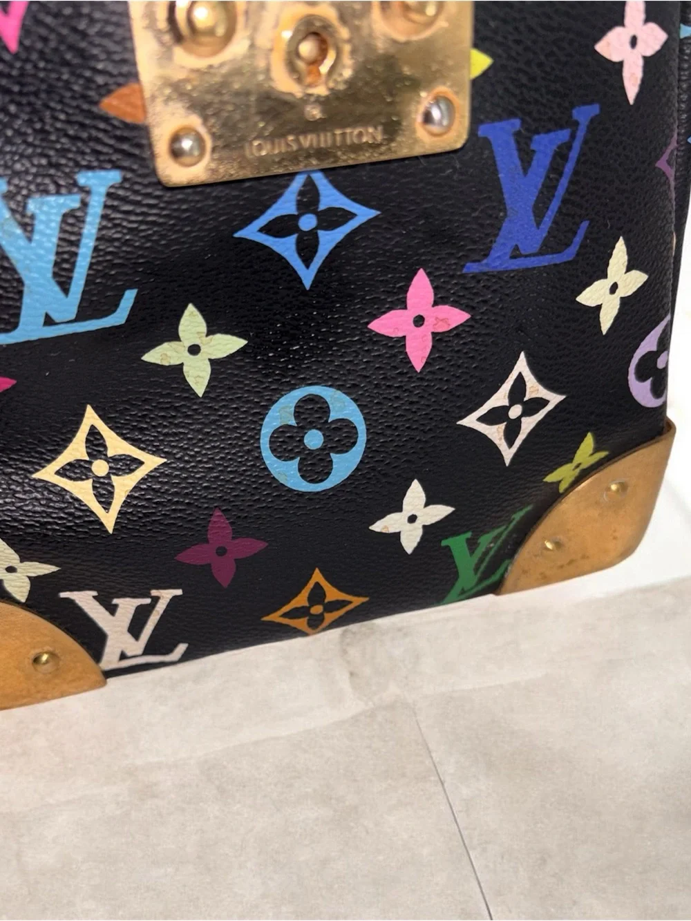 Louis Vuitton Black Monogram Multicolor Speedy 30 SLock Handbag Takashi Murakami